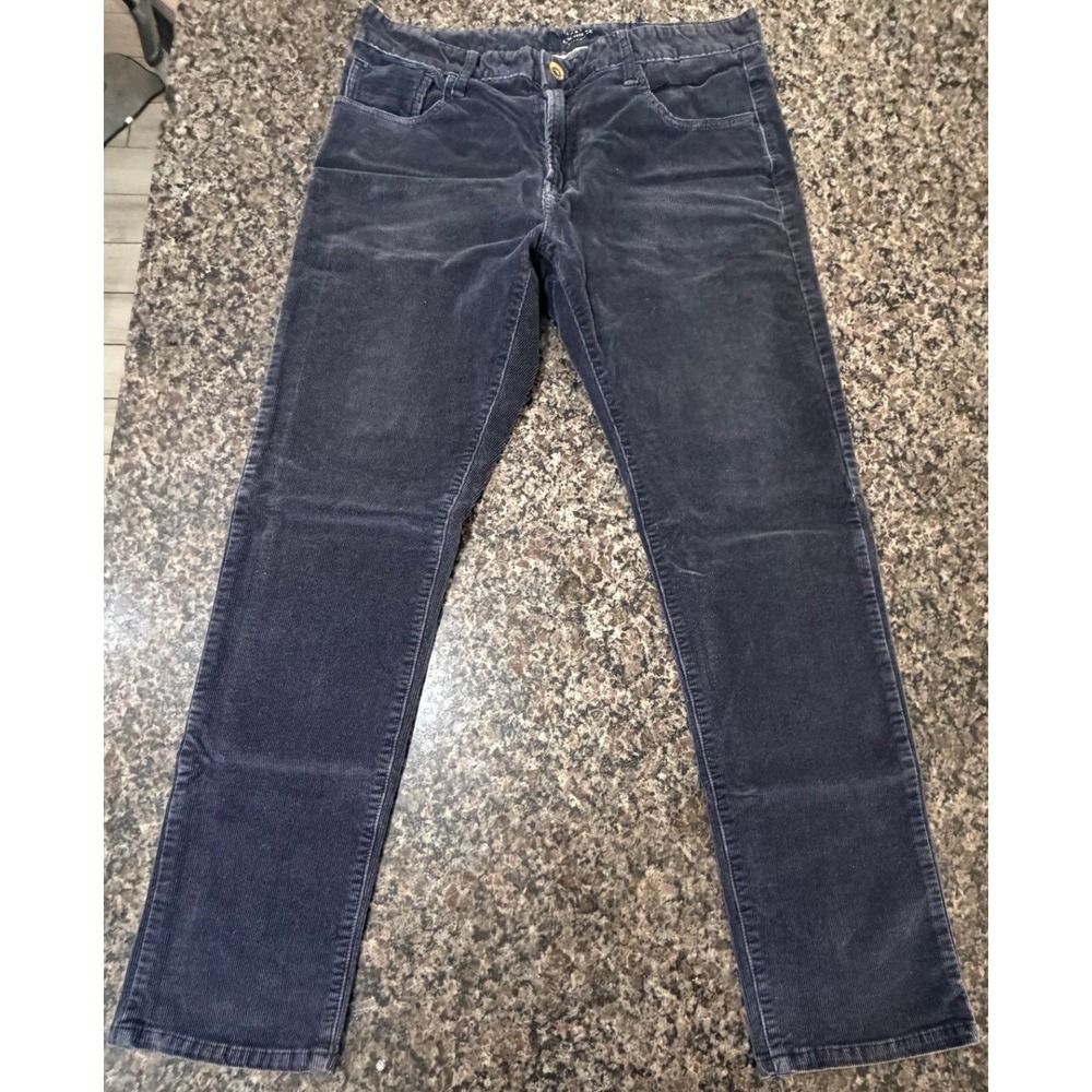 Matchstick Mens Navy Blue Corduroy Pants Straight Leg Stretch Size 34x29
